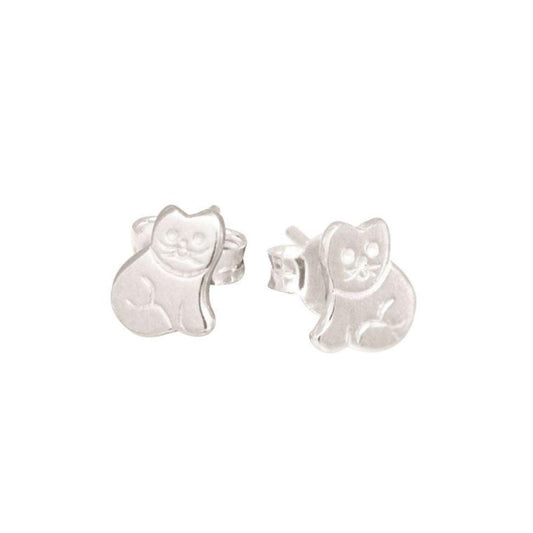 Children's Sterling Silver Cat Stud Earrings