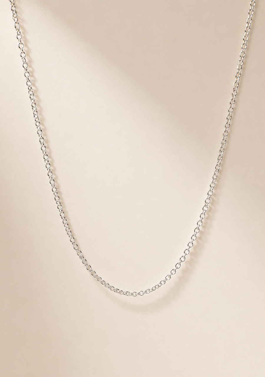 Sterling Silver Round Cable Chain RCA40 50cm