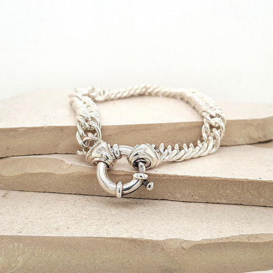 Sterling Silver Double Curb style bracelet with Italian Bolt Clasp Bracelet