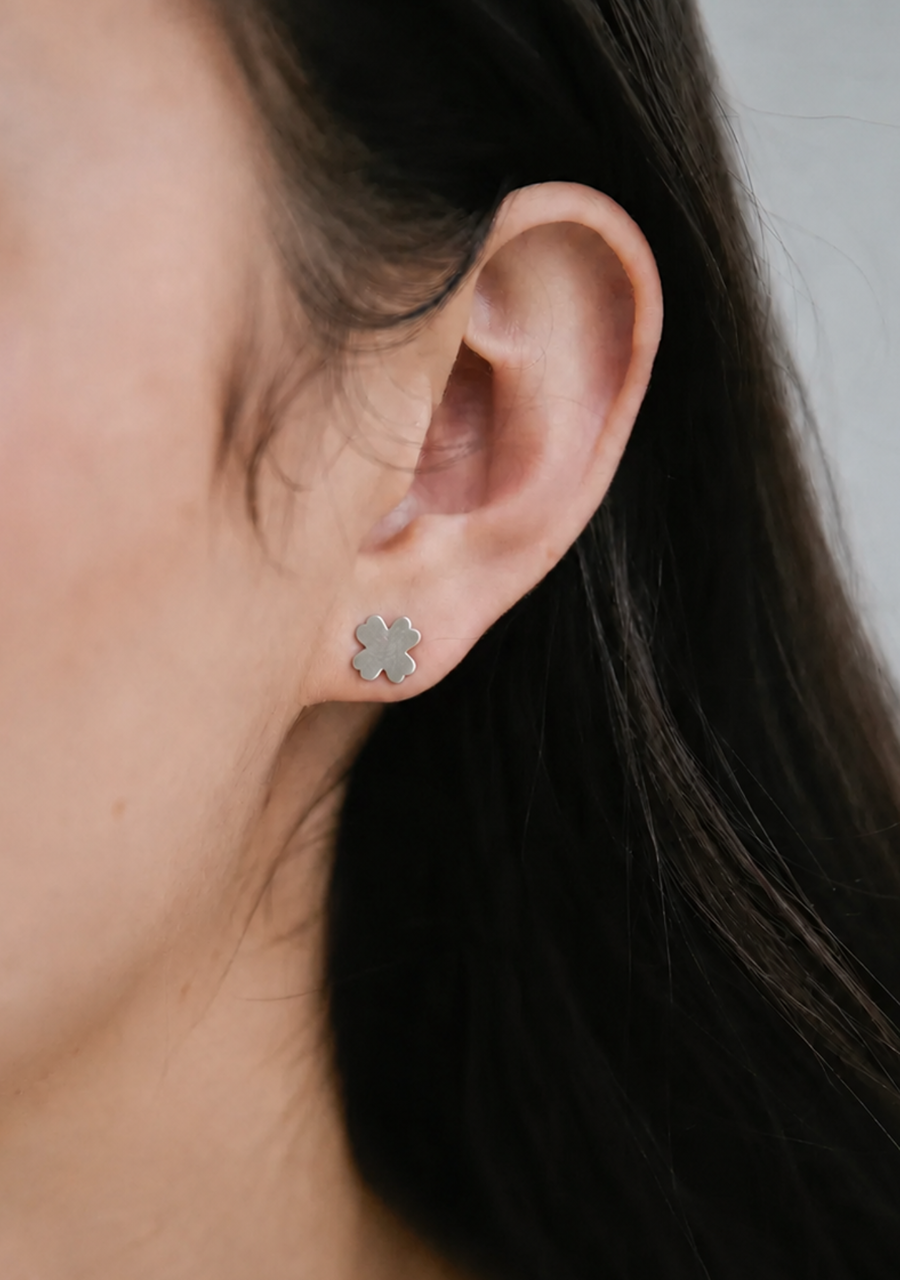 Sterling Silver Shamrock Stud Earrings