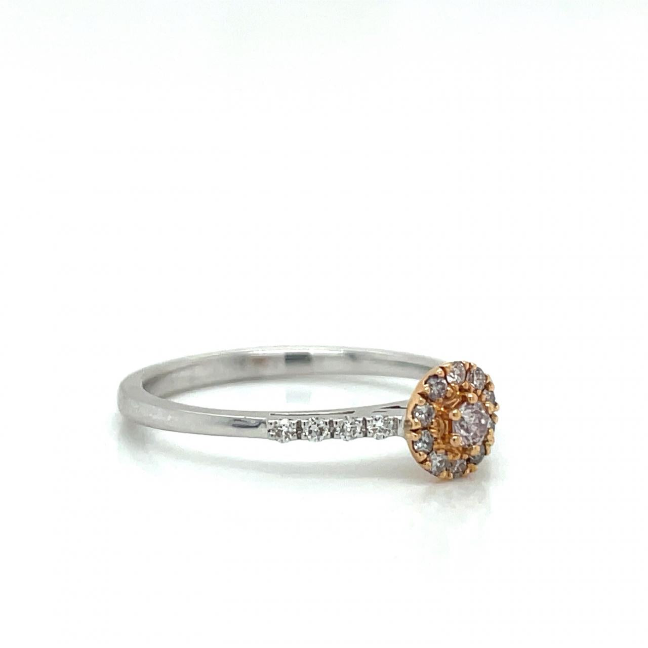 Pink Diamond & White Diamond 18k Rose & White Gold Cluster Ring