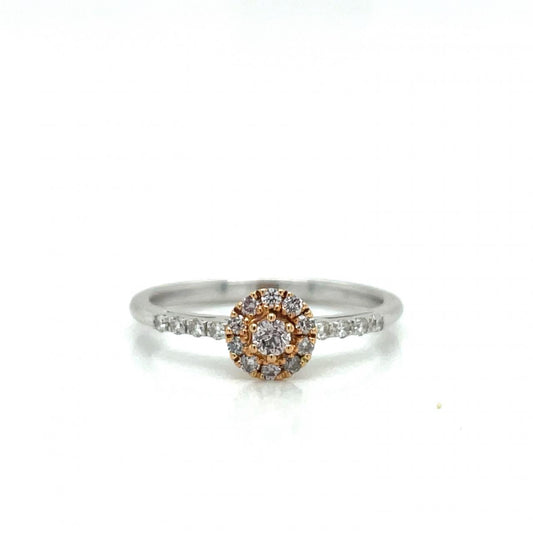 Pink Diamond & White Diamond 18k Rose & White Gold Cluster Ring