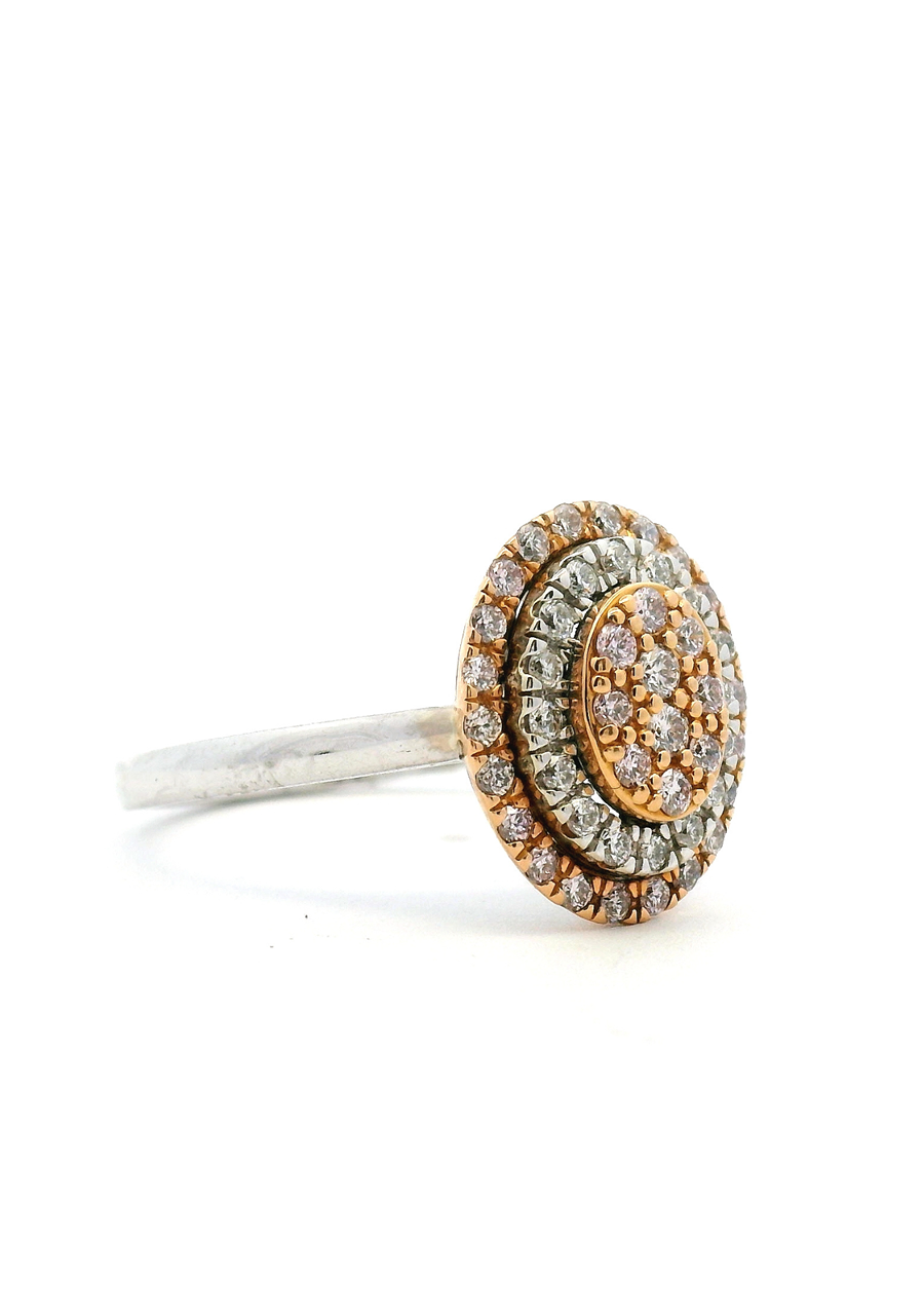 Pink Diamond & White Gold 18k White & Rose Gold Double Halo Ring