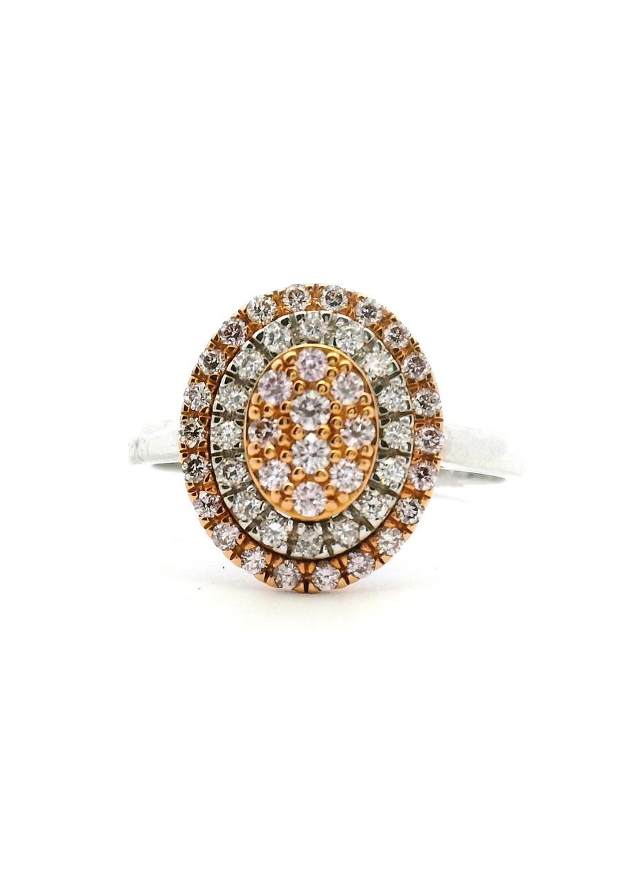 Pink Diamond & White Gold 18k White & Rose Gold Double Halo Ring