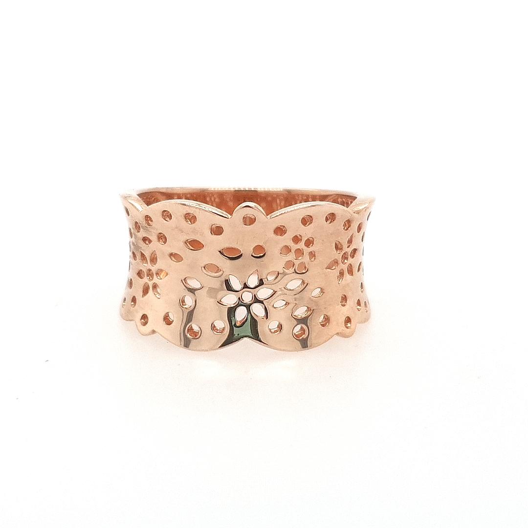 9ct Rose Gold Wide Cut Out Dress Band Ring