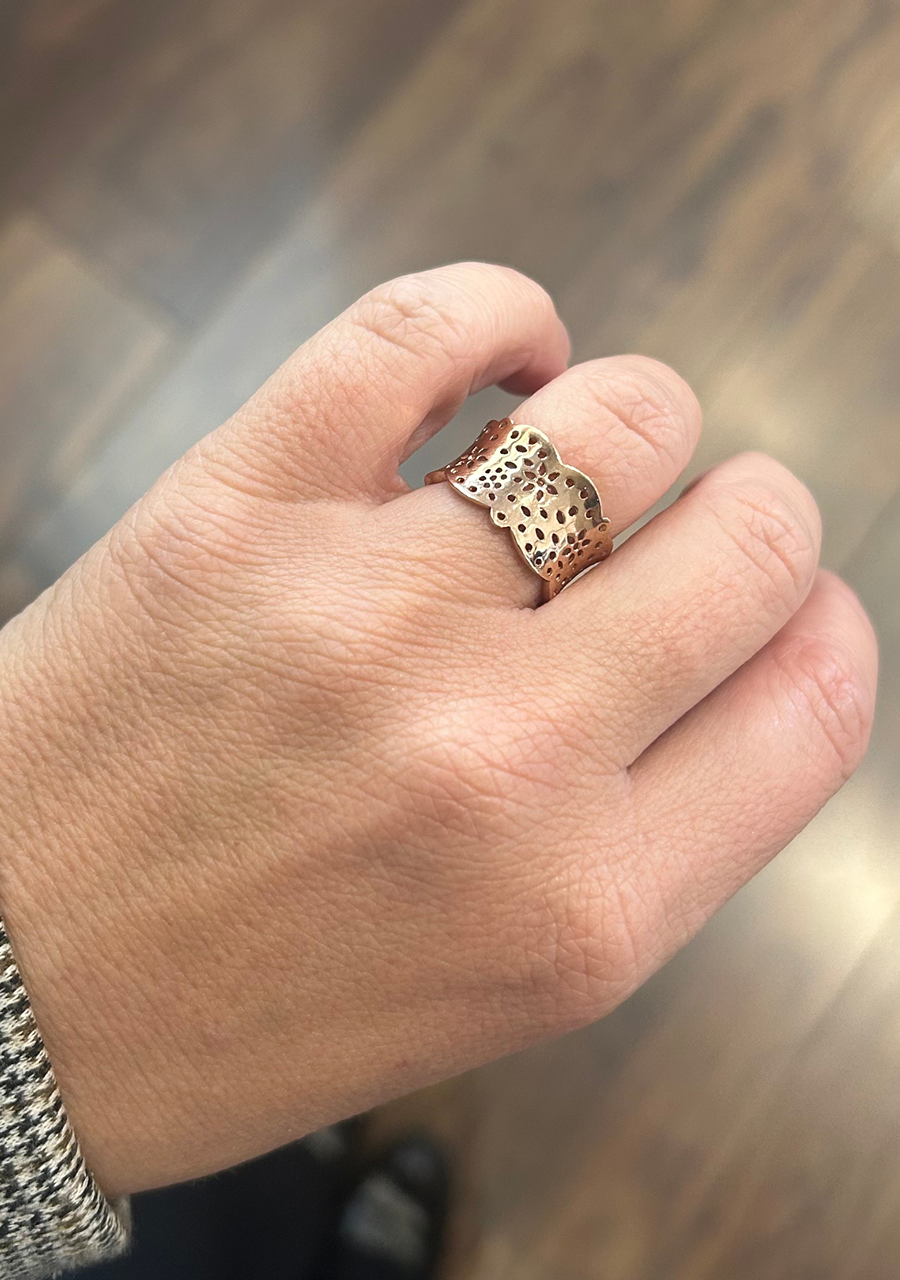 9ct Rose Gold Wide Cut Out Dress Band Ring