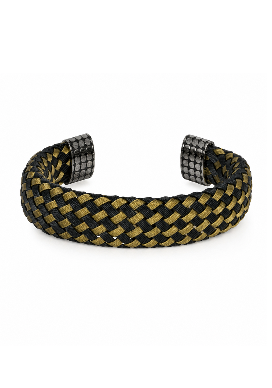 Cudworth Black and Gold Nylon Weave Cuff Bangle