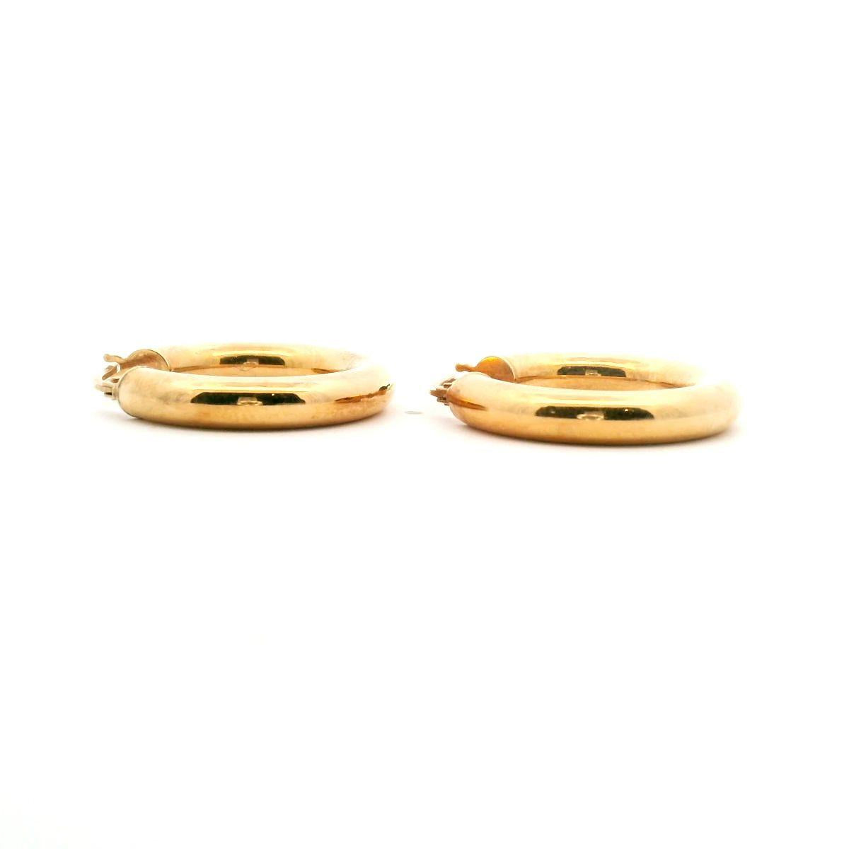 9ct Yellow Gold 4mmx15mm Plain Tube Hoop Earrings