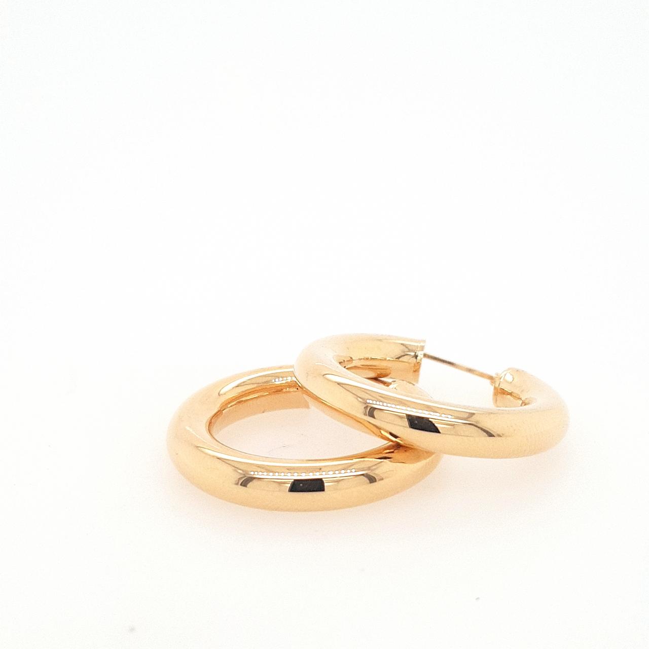 9ct Yellow Gold 15mm Tube Hoop Earrings