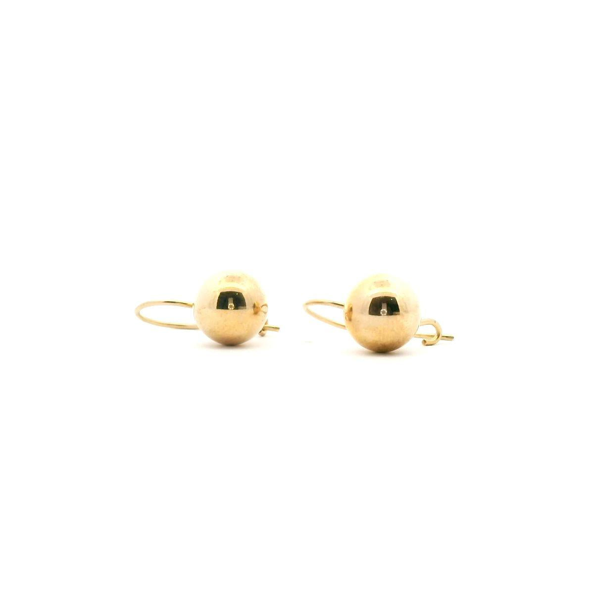 9ct Yellow Gold 9.5mm Euroball Shepherds Hook Earrings