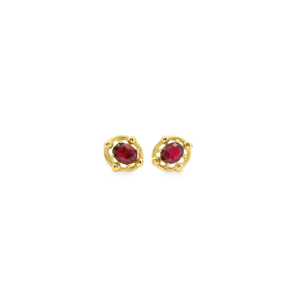 Ruby 9ct Yellow Gold Oval Ruby Claw Set Stud Earrings