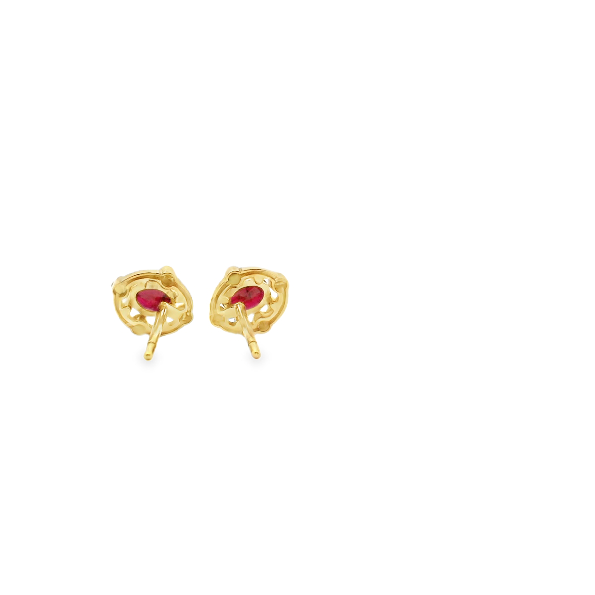 Ruby 9ct Yellow Gold Oval Ruby Claw Set Stud Earrings