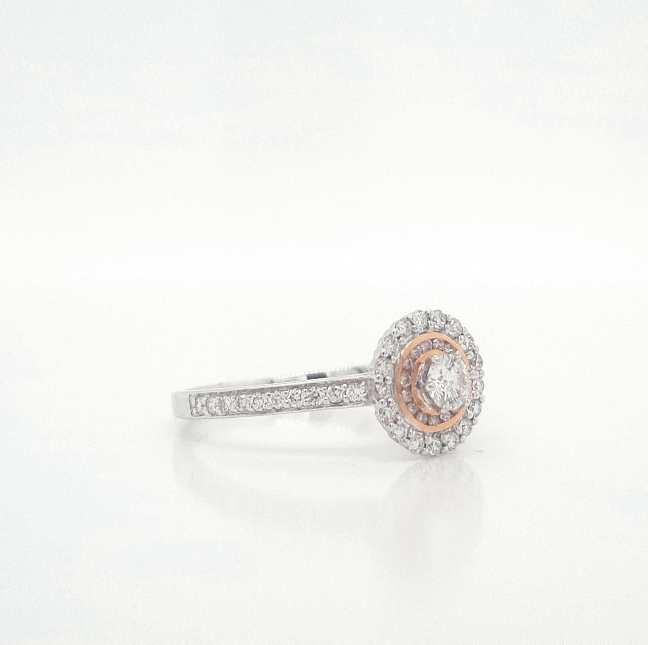 Pink Diamond & White Diamond 18ct White & Rose Gold Cluster Ring