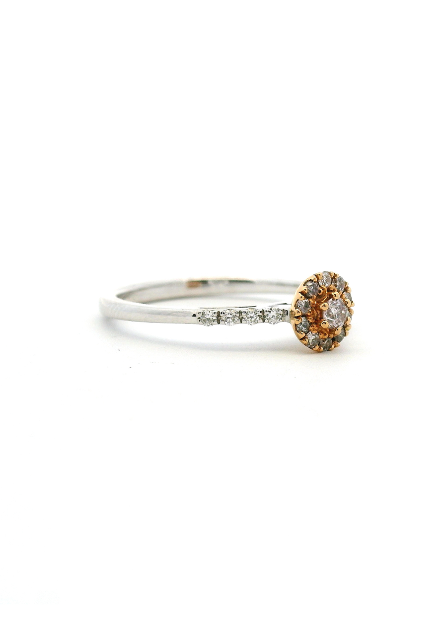 Pink Diamond & White Diamond 18ct White & Rose Gold Cluster Ring