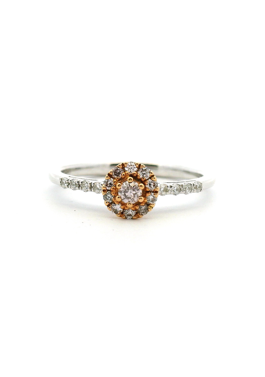 Pink Diamond & White Diamond 18ct White & Rose Gold Cluster Ring