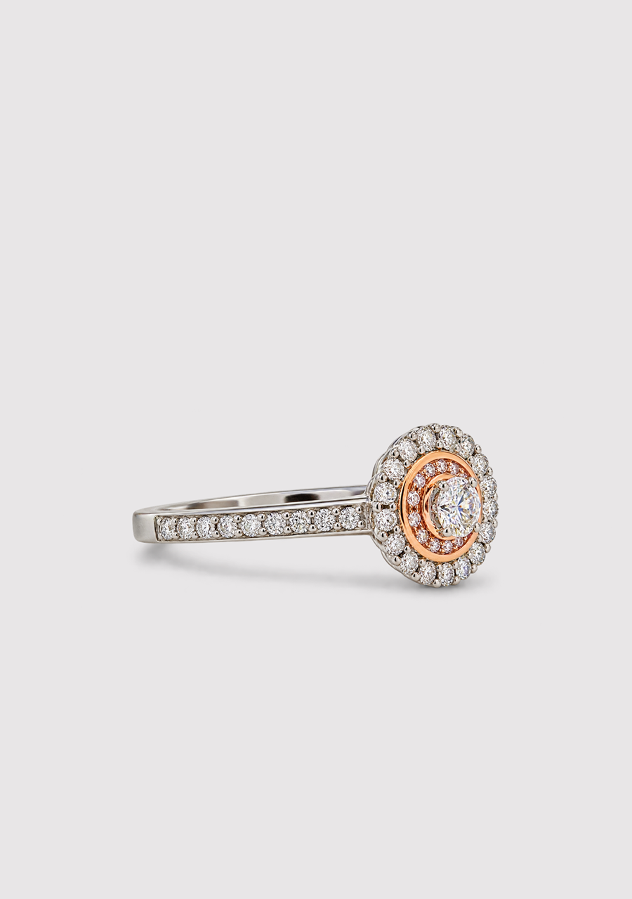 Pink Diamond & White Diamond 18ct White & Rose Gold Cluster Ring