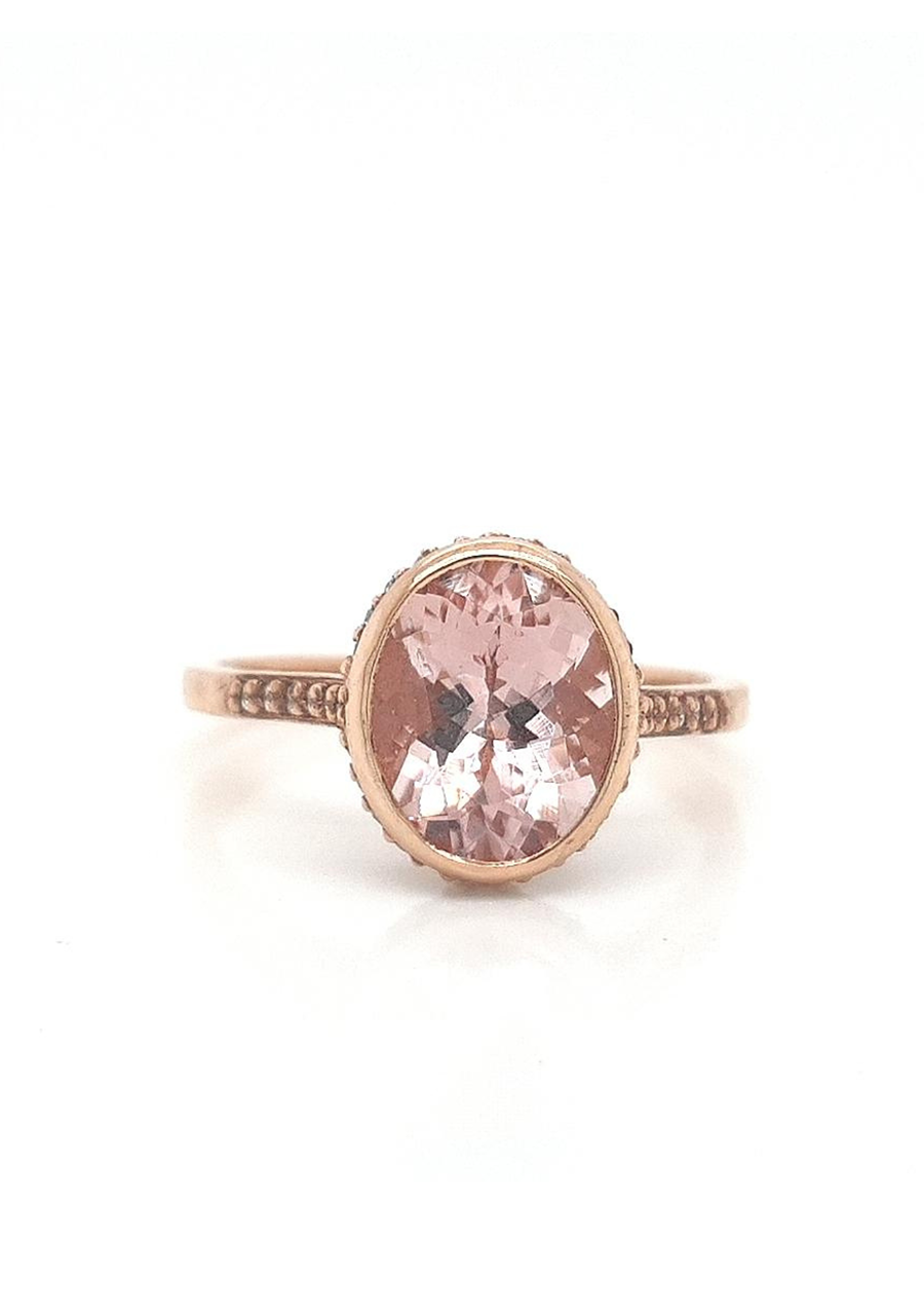 9ct Rose Gold Morganite & Diamond Ring