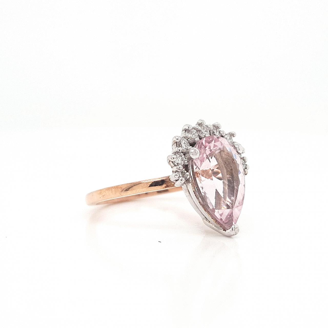 Morganite & Diamond 9k Rose & White Gold Crown Ring