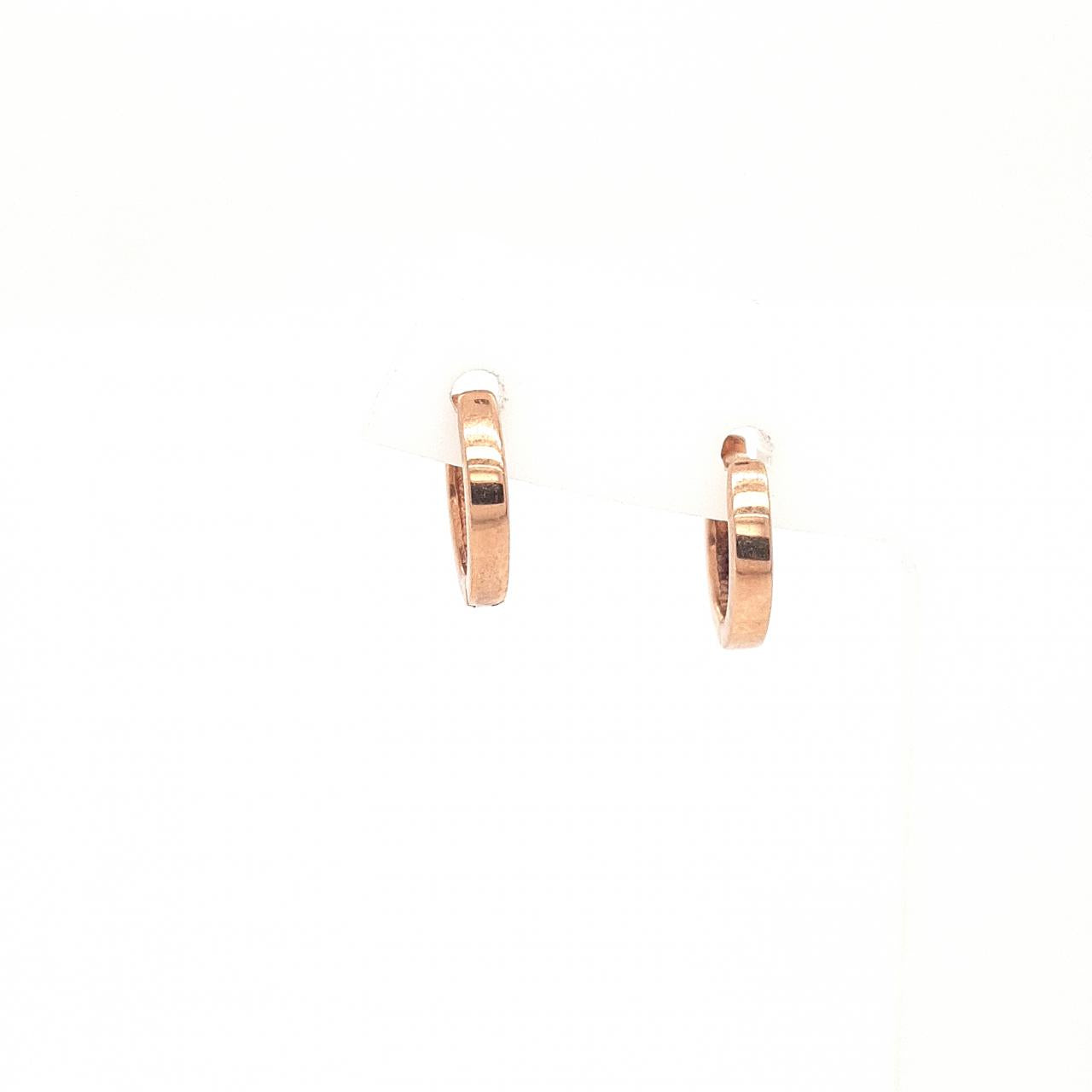 9ct Rose Gold 7mm x 1.8mm Square Tube Huggie Hinged Earrings