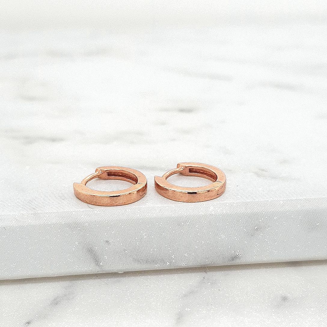 9ct Rose Gold 7mm x 1.8mm Square Tube Huggie Hinged Earrings