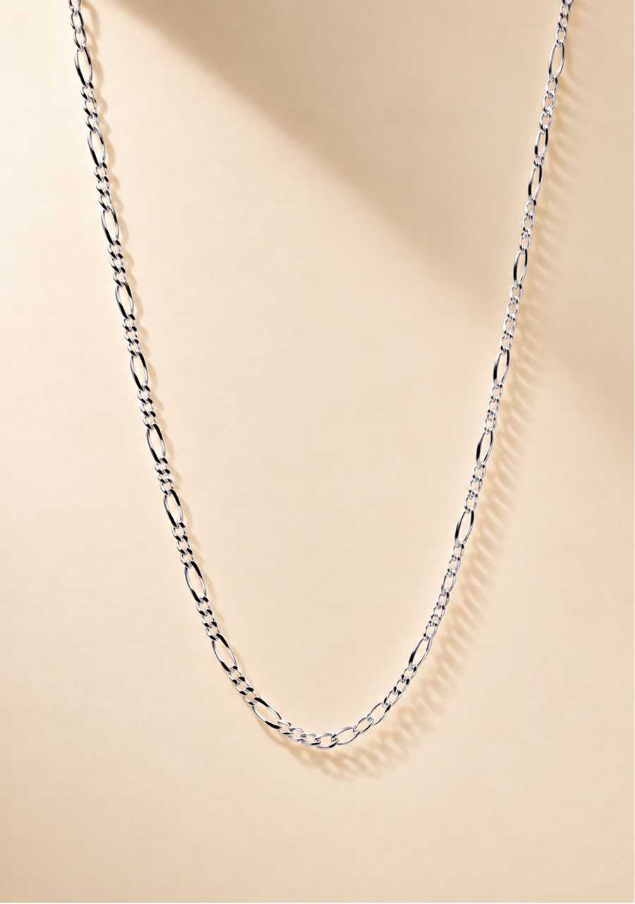 Sterling Silver FD60 1/3 Diamond Cut Figaro Chain 50cm