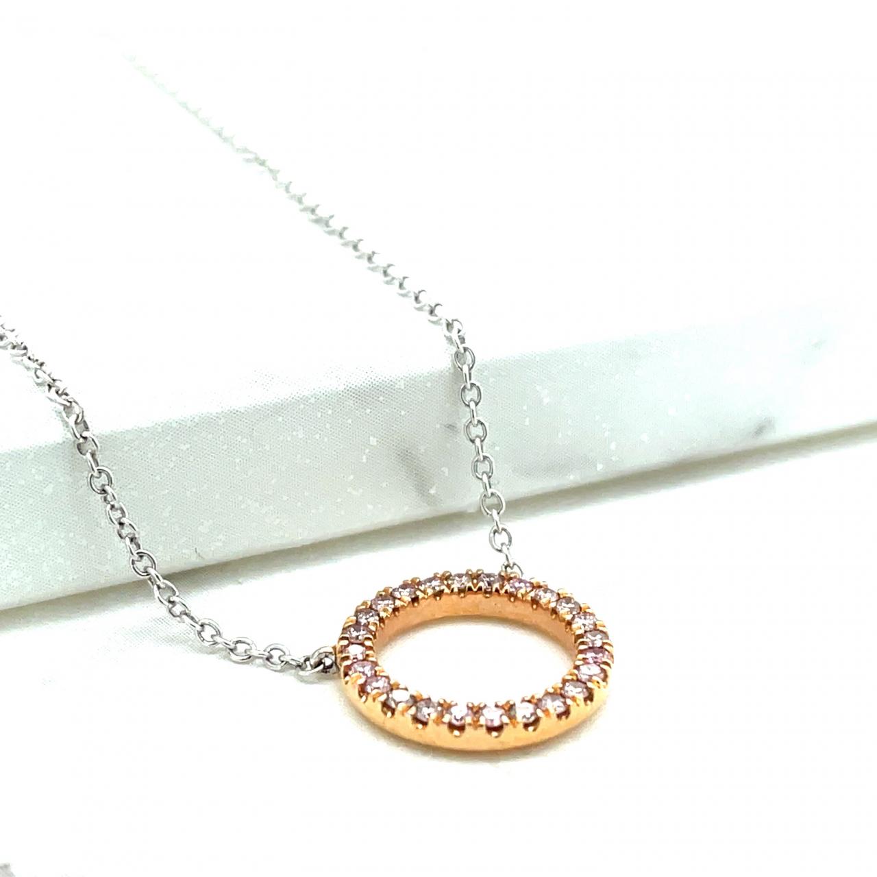 Pink Diamond 18k Rose & White Gold Necklace