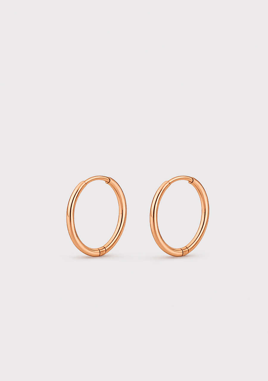 9ct Rose Gold 12mm Plain Sleeper Earrings