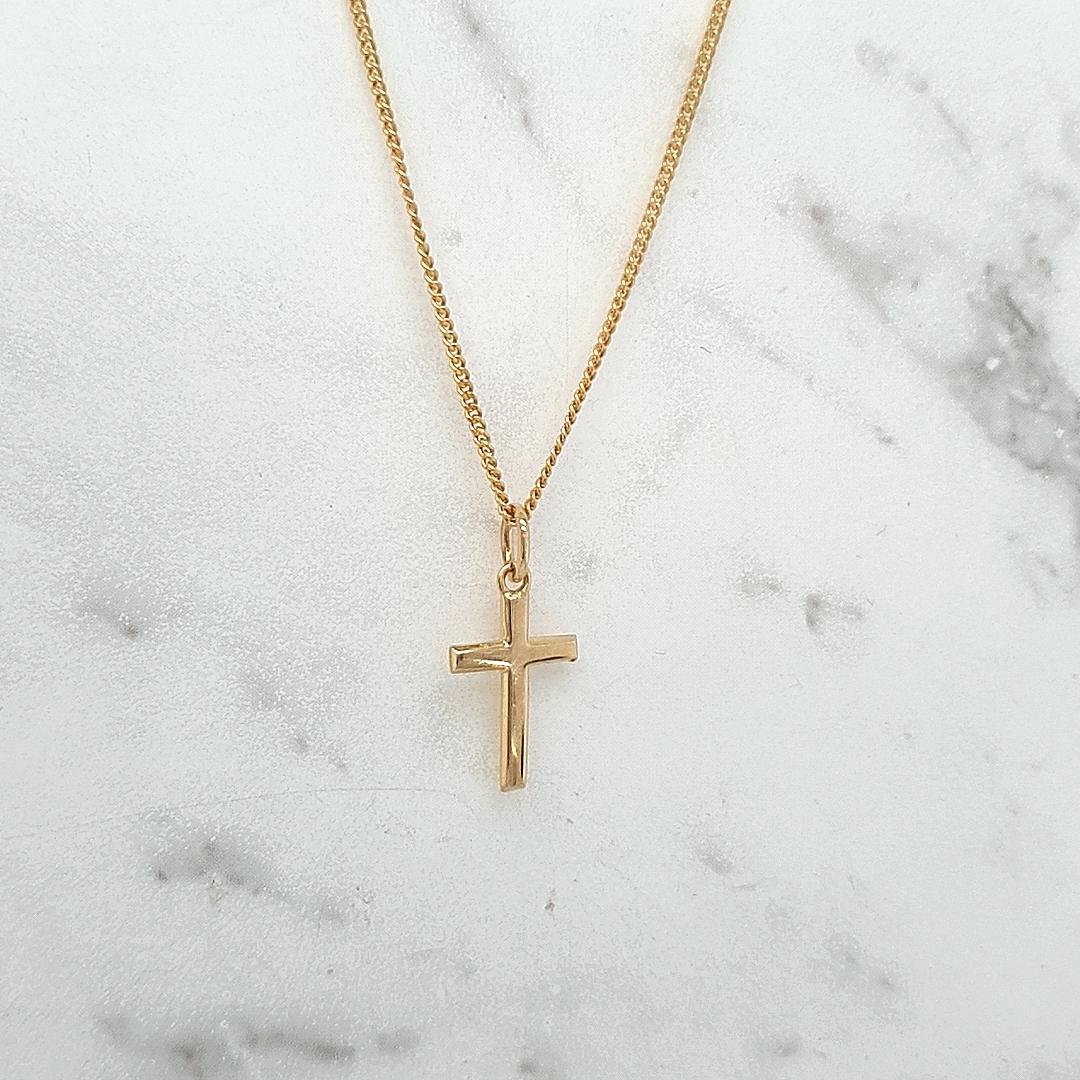 9ct Yellow Gold Plain Cross 15mm x 9mm Pendant