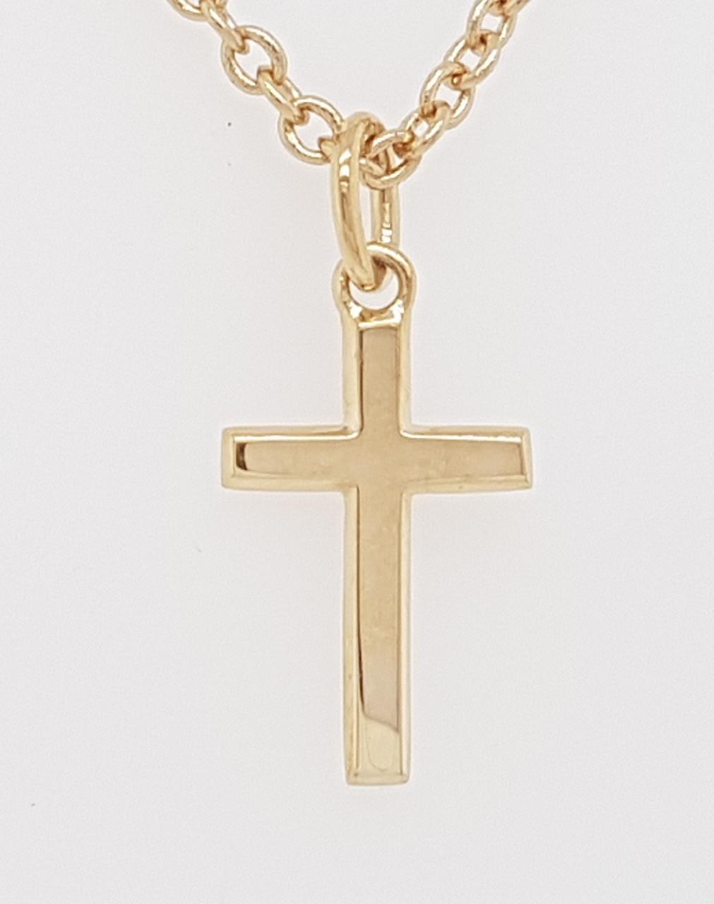 9ct Yellow Gold Plain Cross 15mm x 9mm Pendant