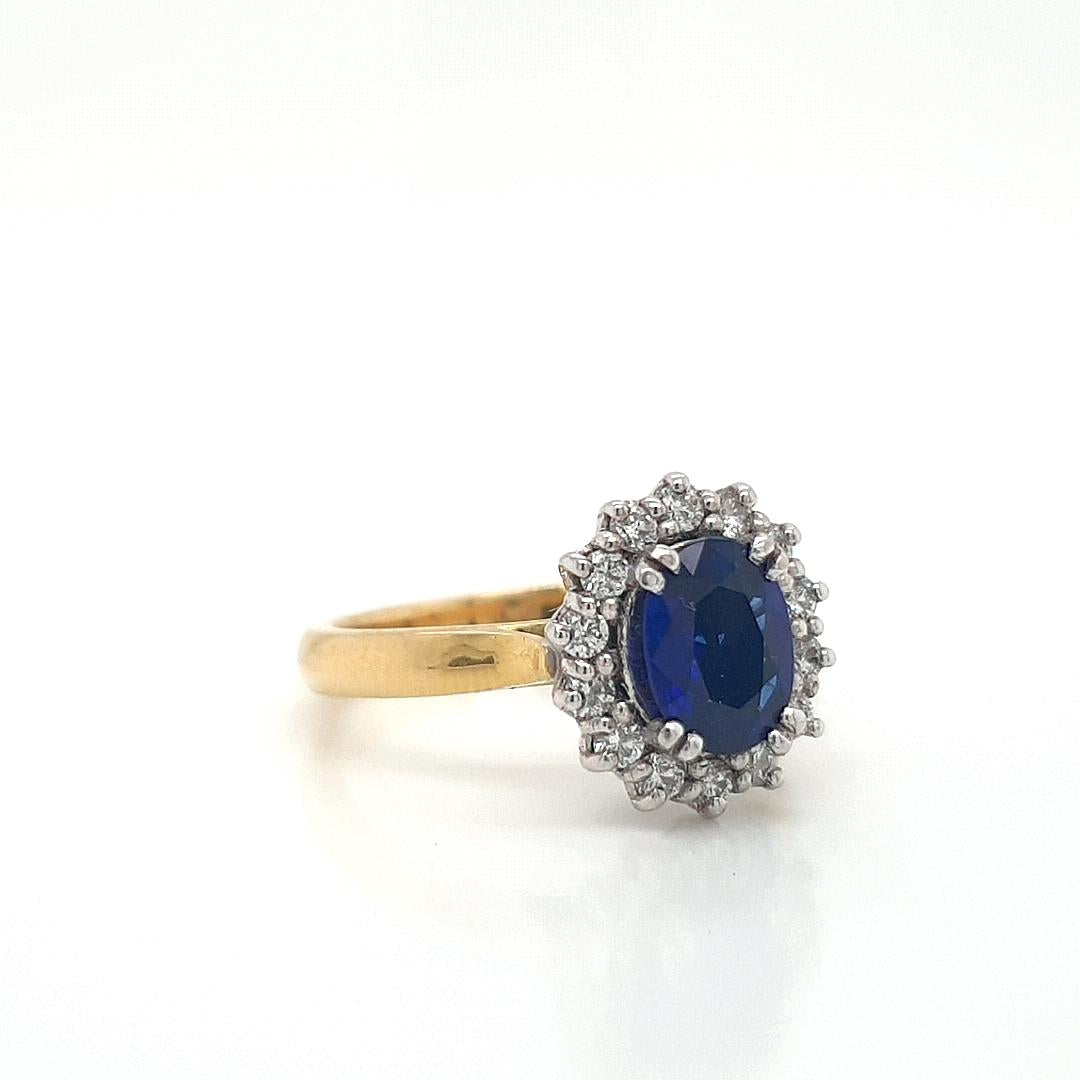 Sapphire & Diamond 18ct Yellow & White Gold Cluster Ring
