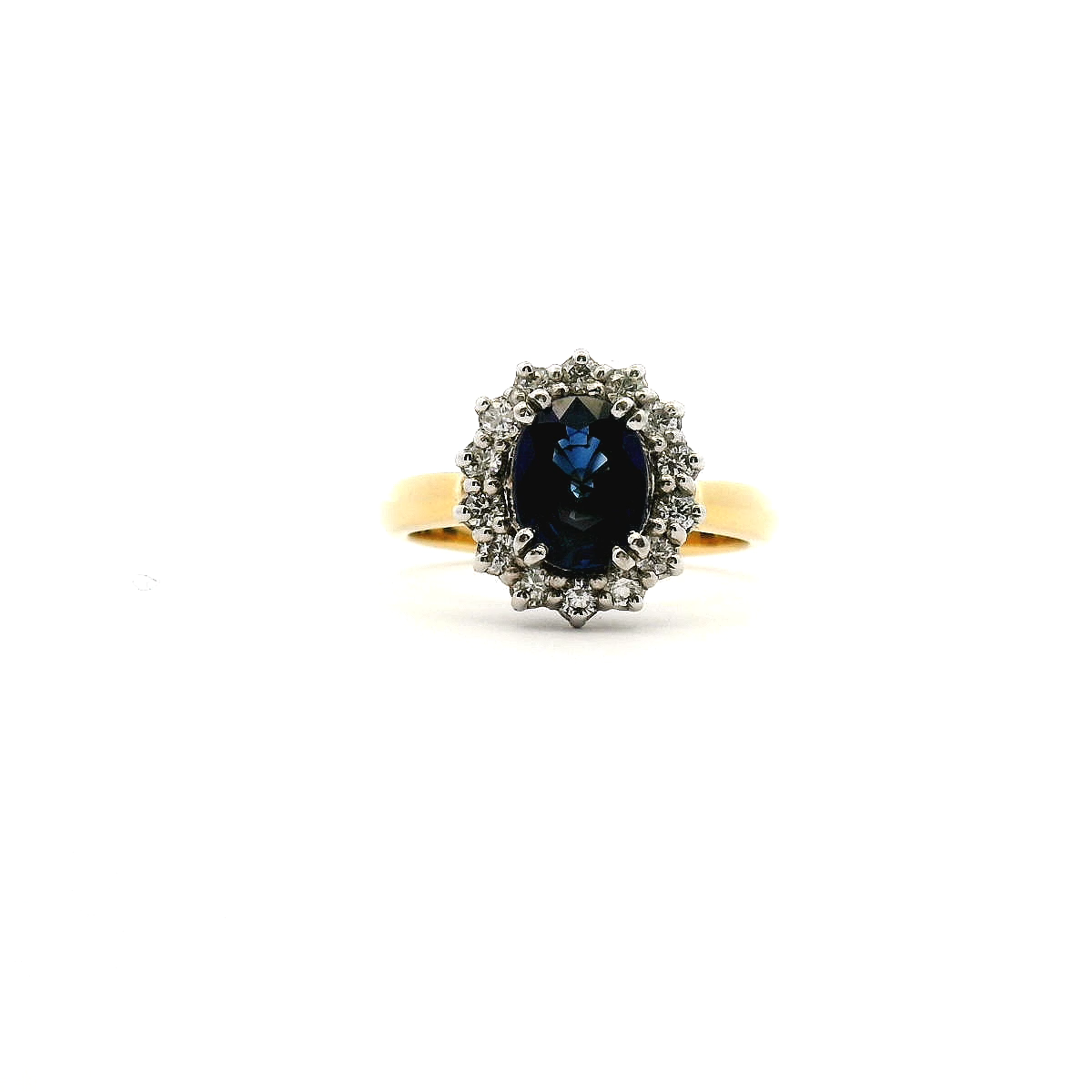 Sapphire & Diamond 18ct Yellow & White Gold Cluster Ring