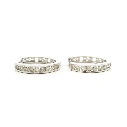 Diamond 10ct White Gold 0.50ct Channel Set Hoop Earrings