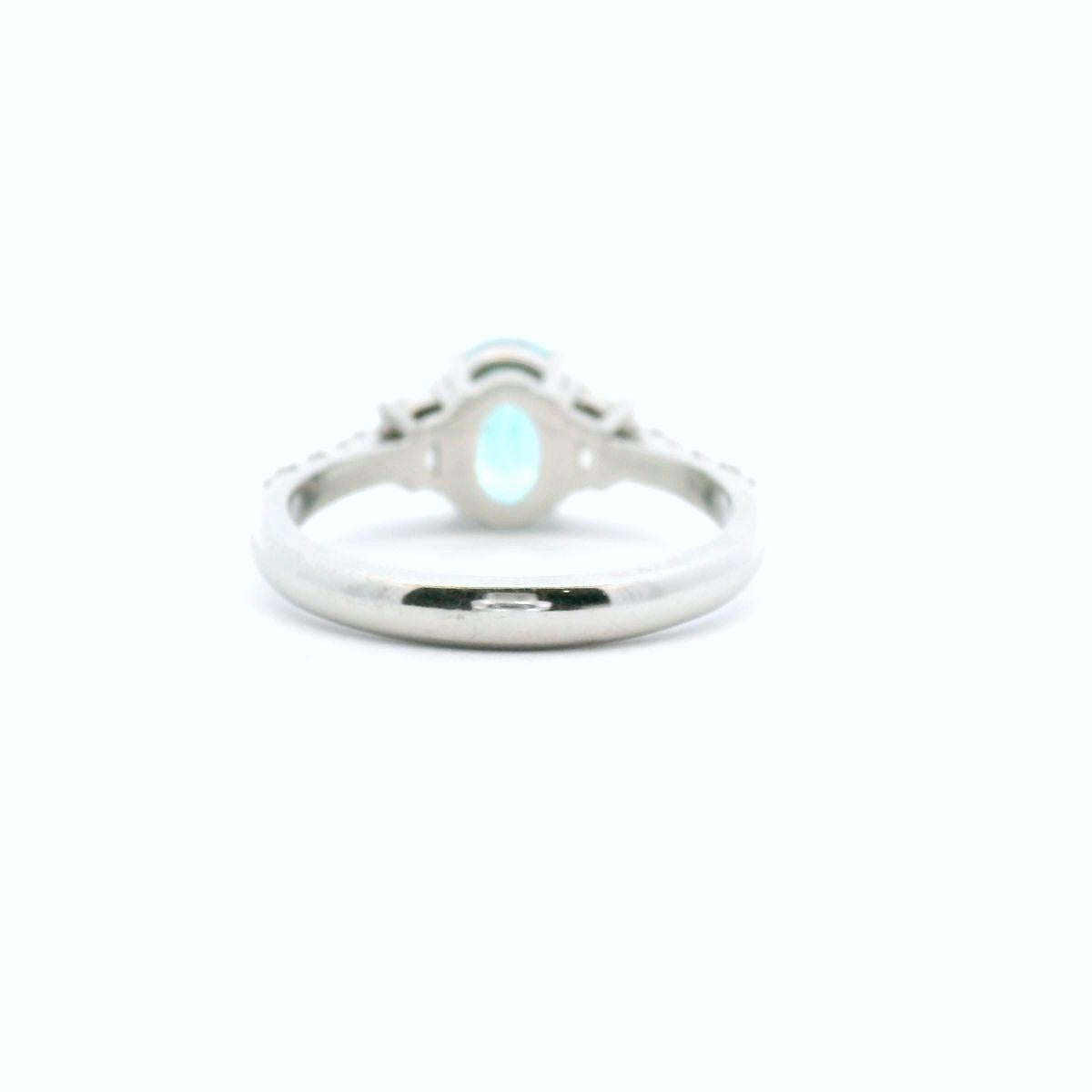 Tourmaline & Diamond Platinum Oval & Half Moon Ring