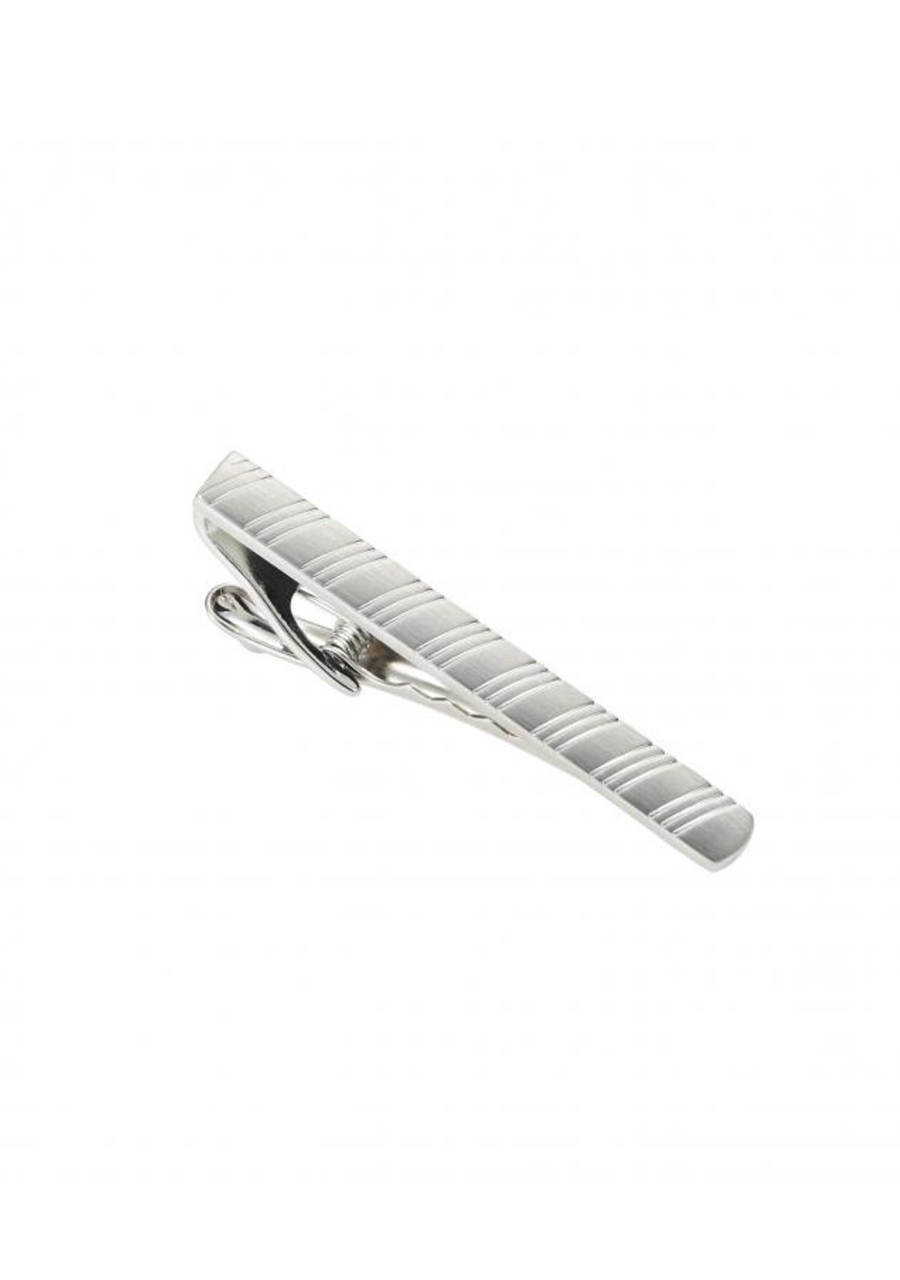 Cudworth Brushed Rhodium Stripe Tie Clip