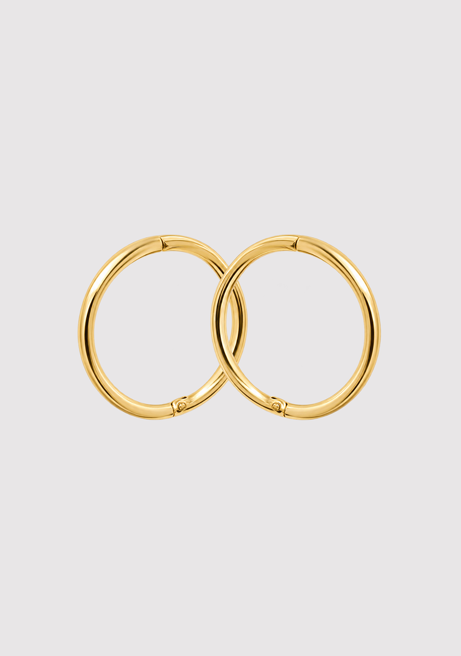 9ct Yellow Gold 16mm Plain Sleeper Earrings