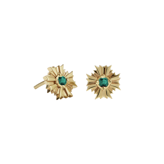 Meadowlark Gold Plated Emerald August Stud Earrings