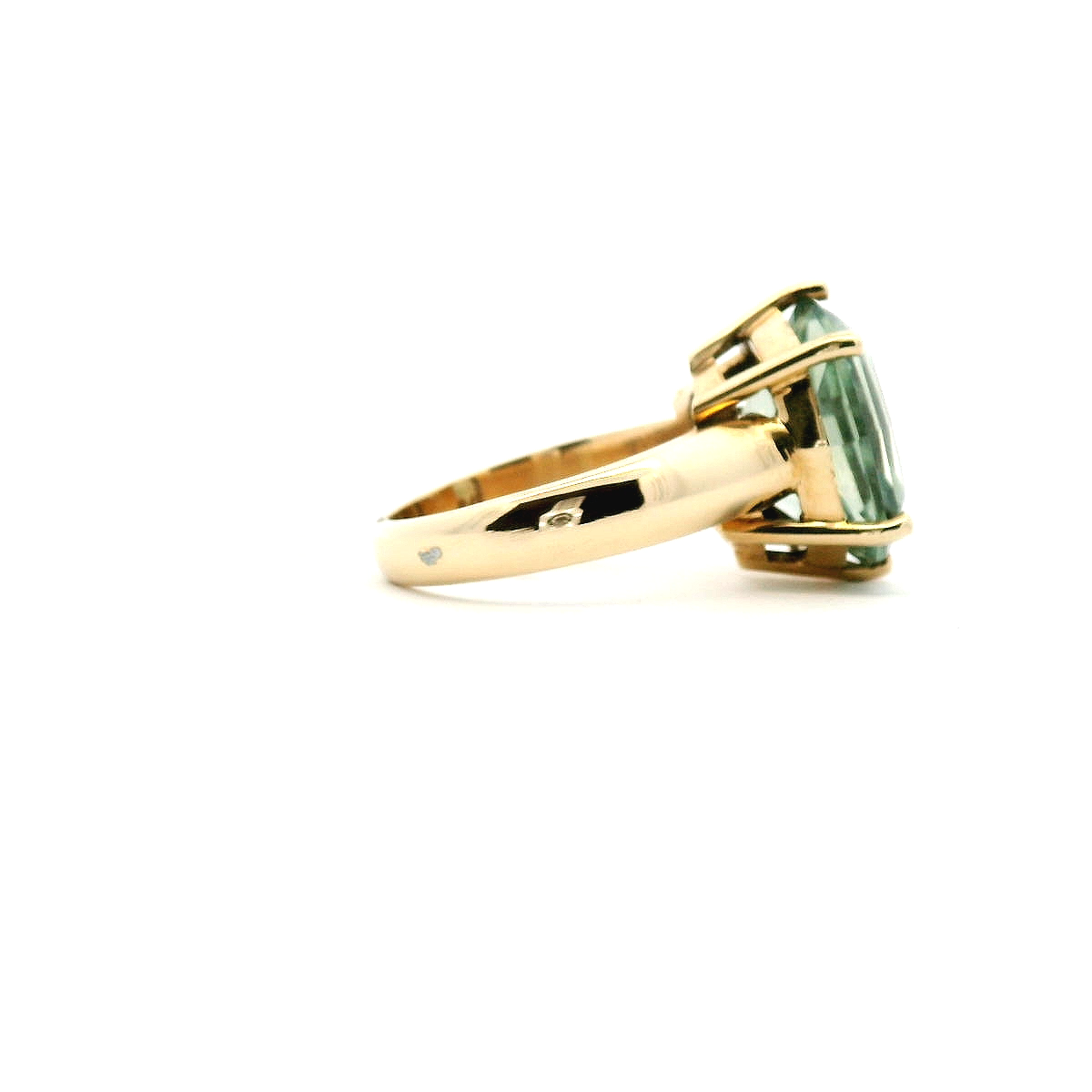 Green Amethyst 9ct Yellow Gold Cocktail Ring