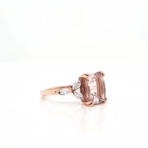 Morganite & Marquise Diamond 9k Rose Gold Ring