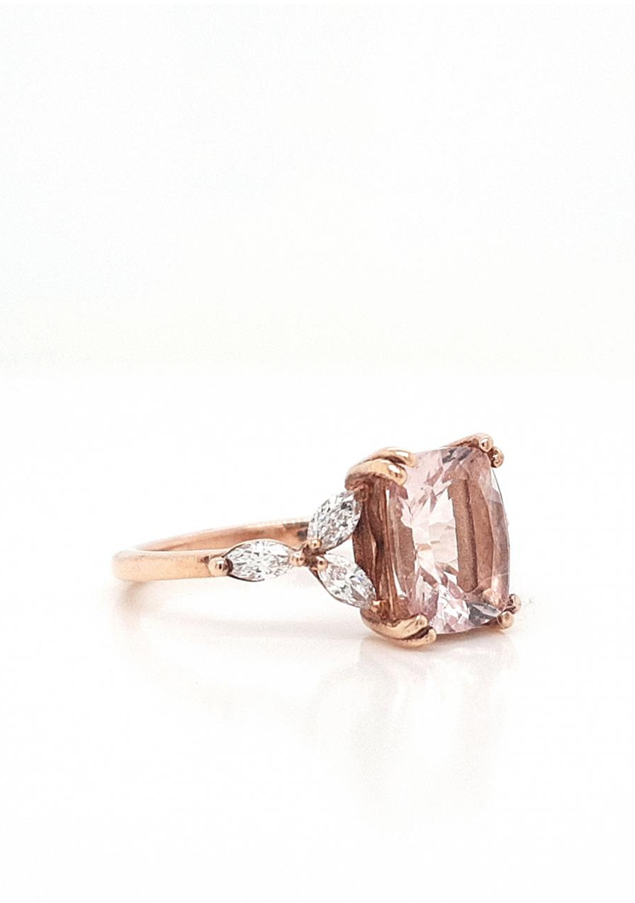 Morganite & Marquise Diamond 9kct Rose Gold Ring