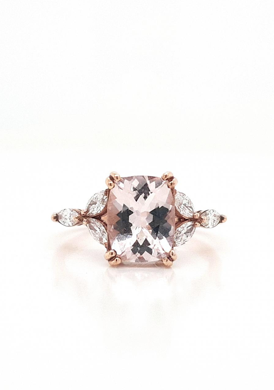 Morganite & Marquise Diamond 9kct Rose Gold Ring
