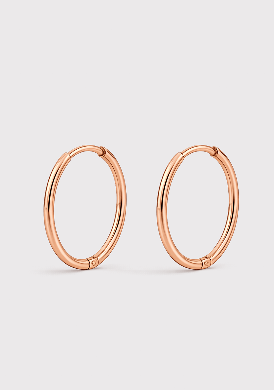 9ct Rose Gold 16mm Plain Sleeper Earrings