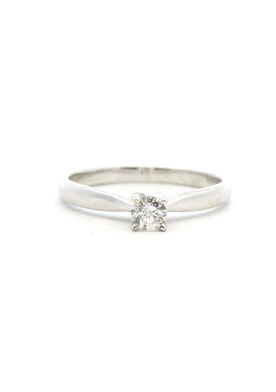 14ct White Gold Round Brilliant Claw Set Diamond Solitaire Ring