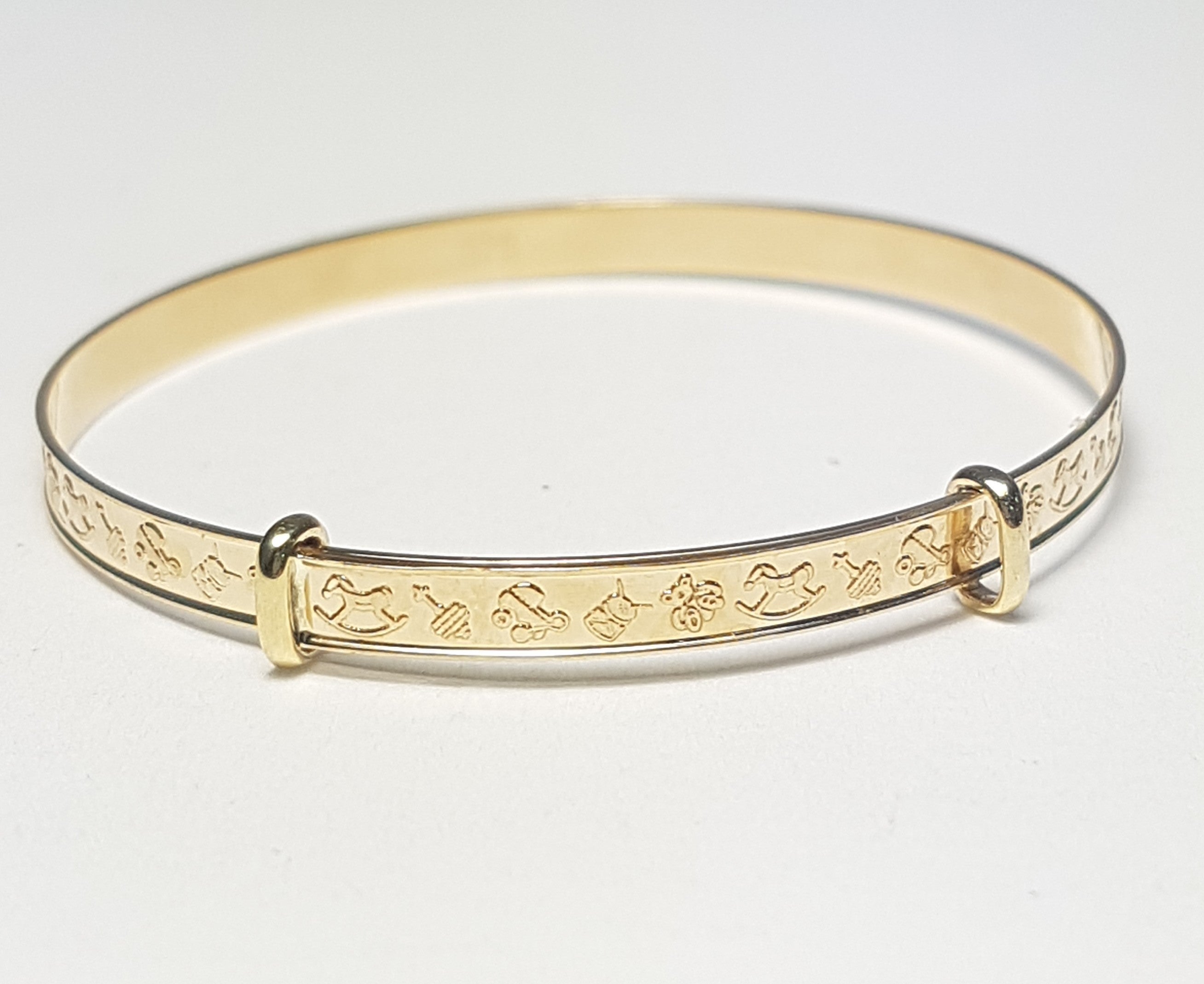 9ct Yellow Gold Engraved Baby Bangle