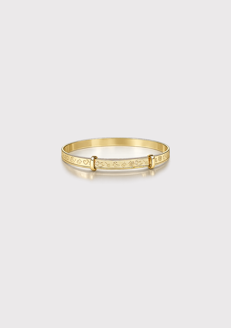 9ct Yellow Gold Engraved Baby Bangle