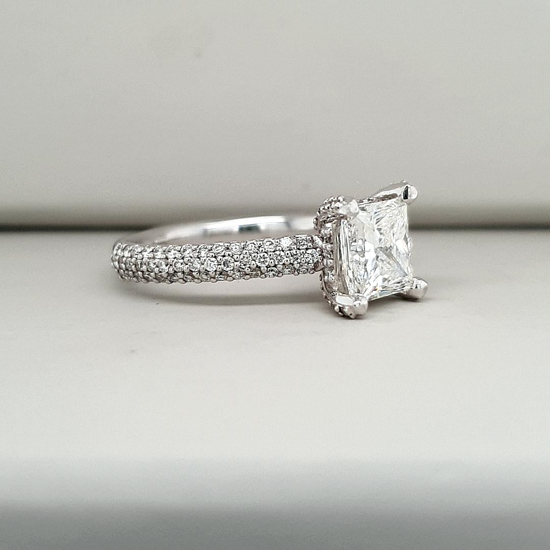 Elsie Setting - Platinum Princess Cut Diamond with Pave Shoulders Solitare Ring