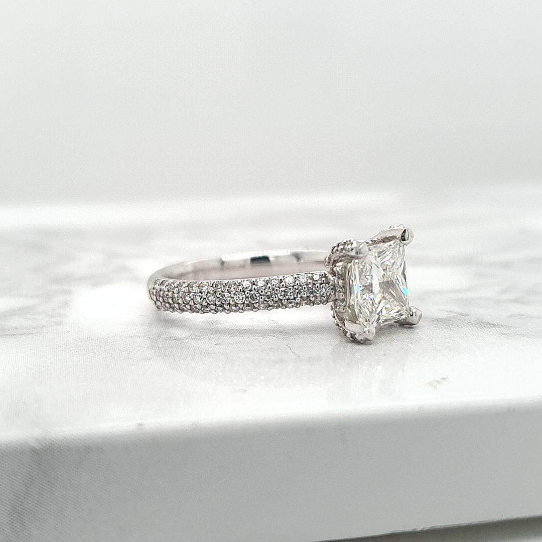 Elsie Setting - Platinum Princess Cut Diamond with Pave Shoulders Solitare Ring