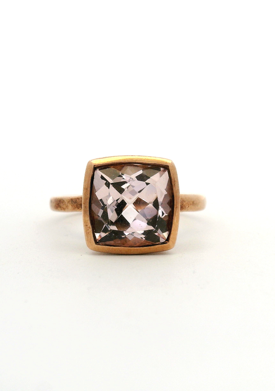 9ct Rose Gold Morganite Bezel Set Ring