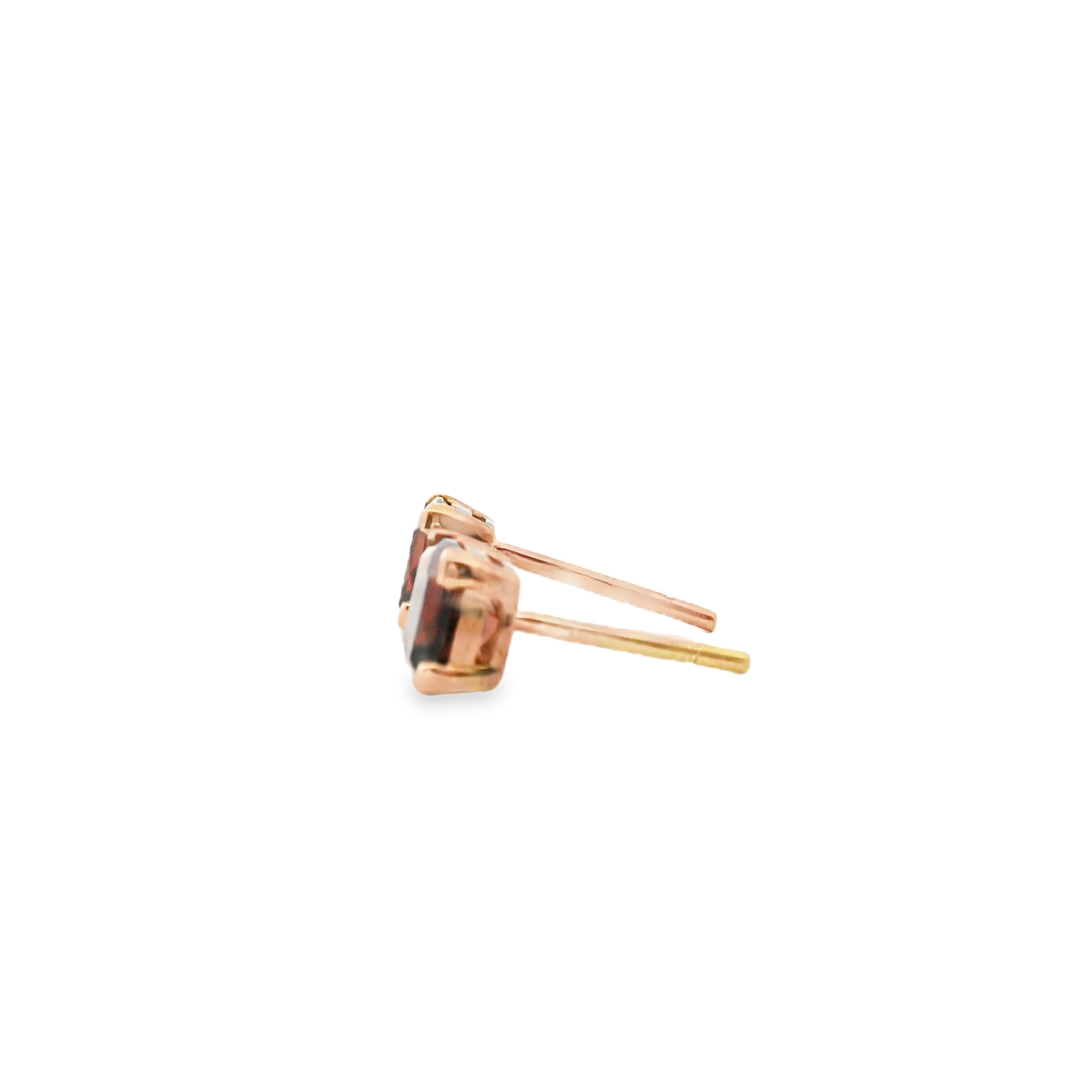 Garnet 9k Rose Gold Cushion Cut Stud Earrings