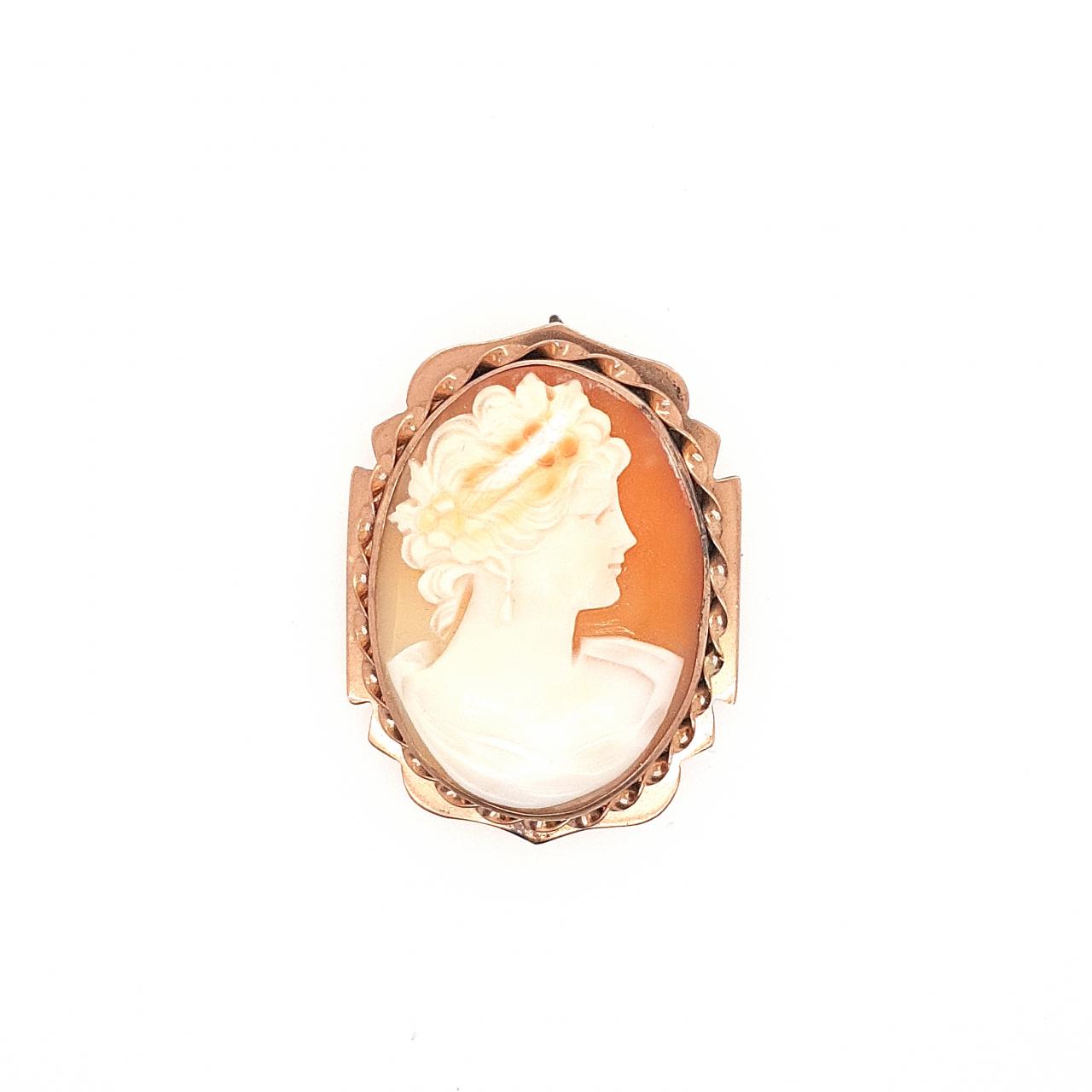 Estate 9ct Rose Gold Cameo Brooch