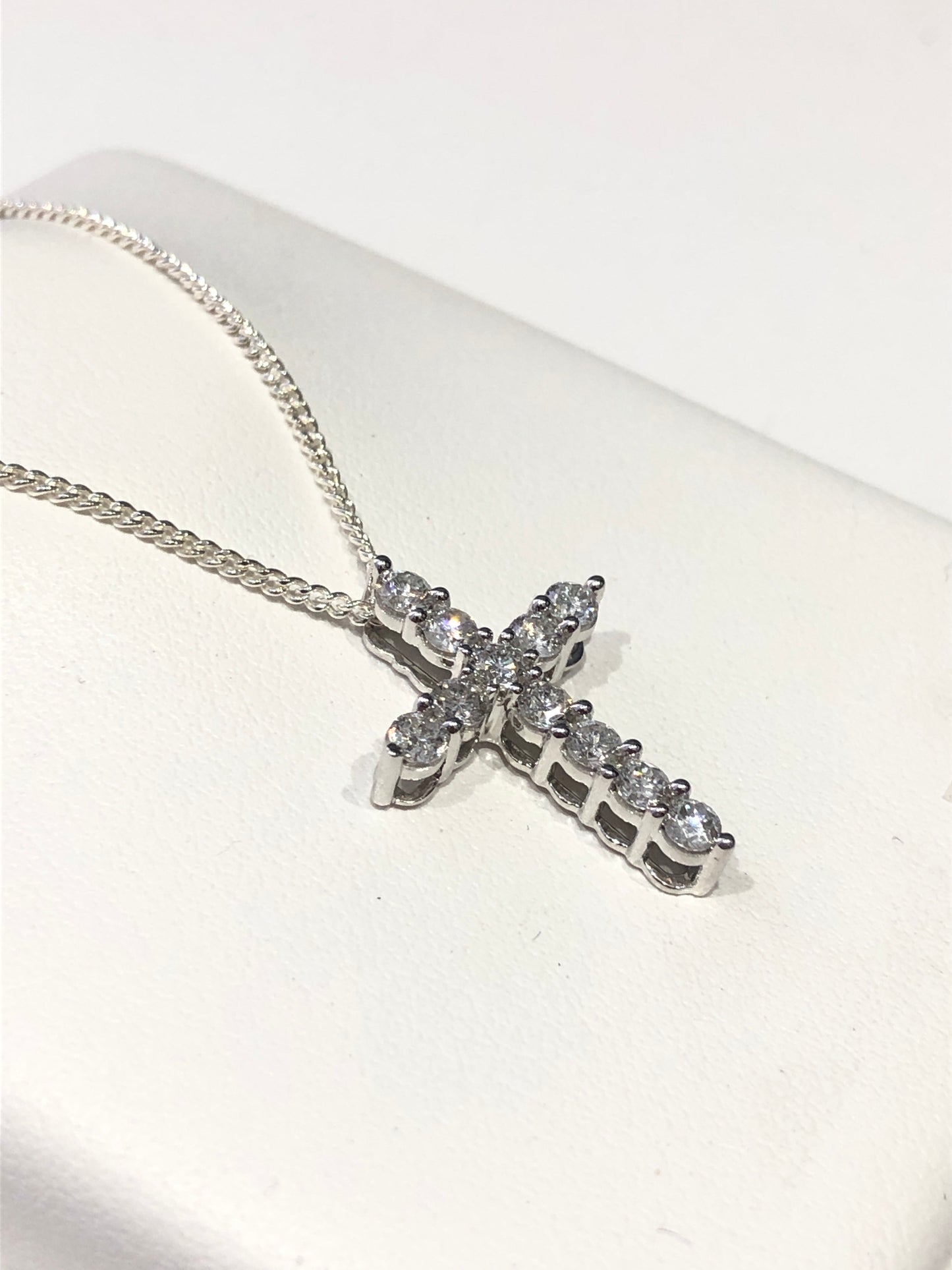 10ct White Gold Diamond Cross Pendant ONLY